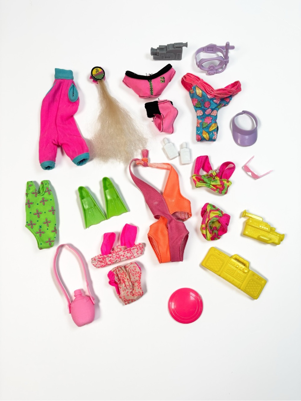 Vintage 90s Barbie Swim Beach Accessories Large Lot Bundle Bikini Bathing Suit